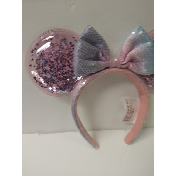 Disney Parks Pink Puple Bow Sequins Minnie Confetti Star ears Headband - Picture 2 of 4